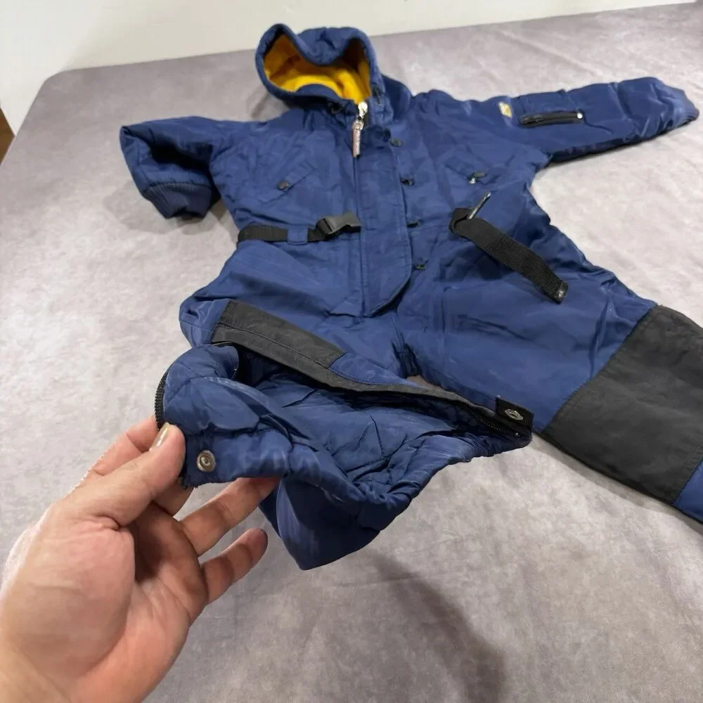 Vintage Polo Sport Snowsuit Size 4T Blue Ralph Lauren Puffer Zip Up Belted